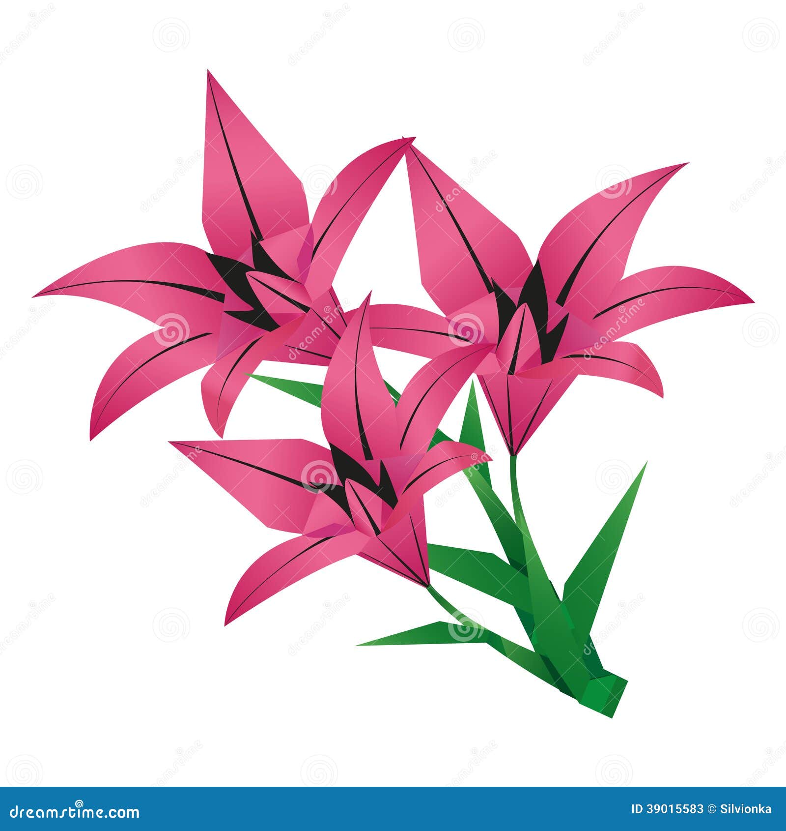 Bouquet of Origami Flower Lily Over White Stock Vector ...