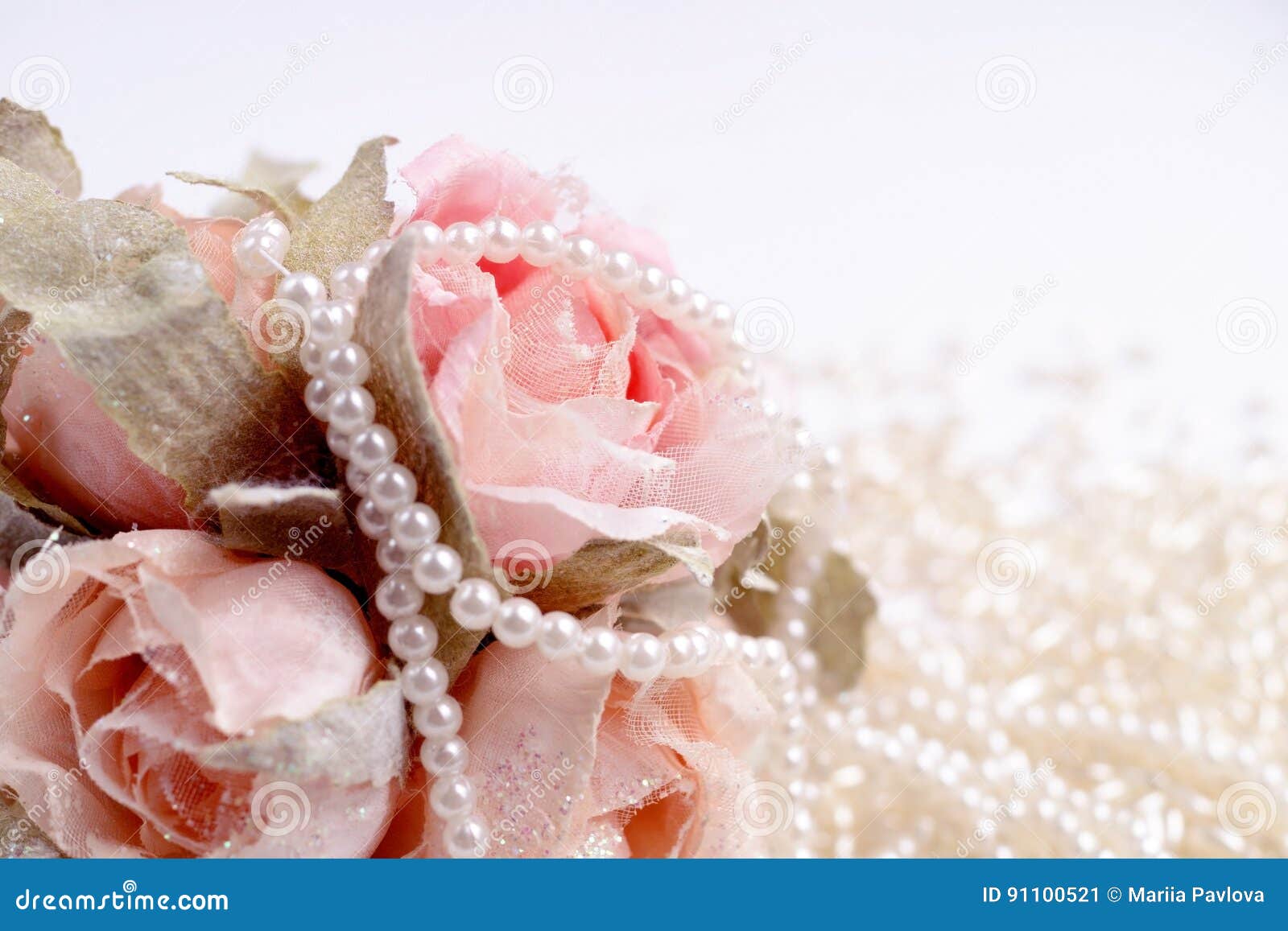 Bouquet of Pink Roses with Pearls Stock Image Image of rose, pastel