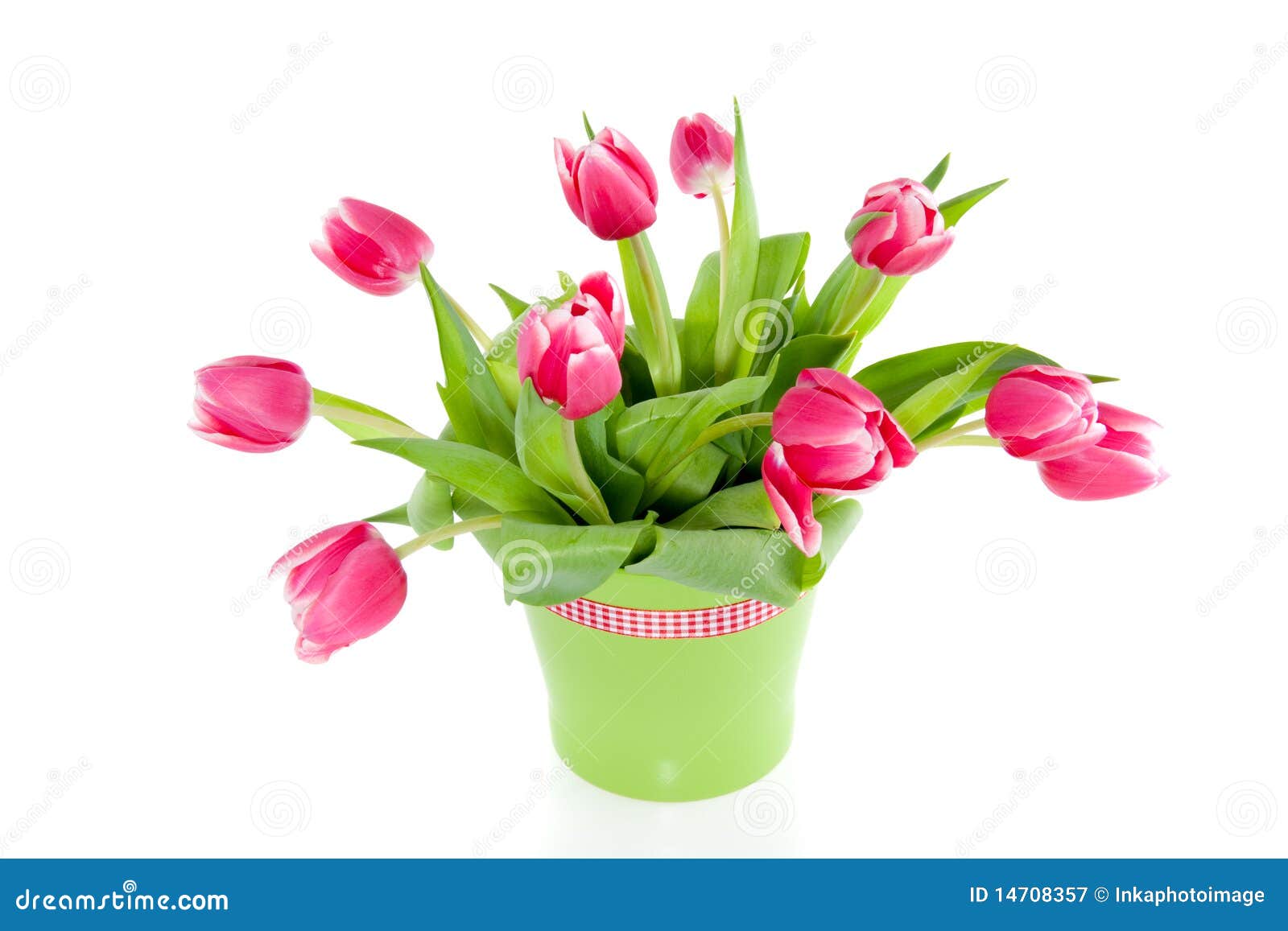 A bouquet of pink tulips stock image. Image of vase, decoration 14708357