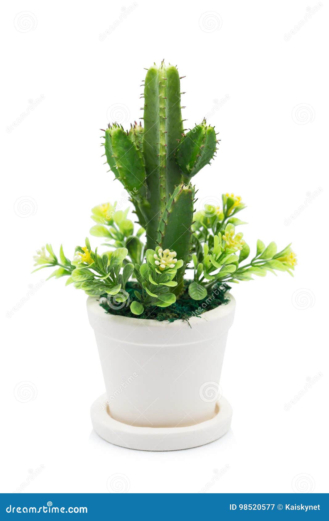 Bouquet of Plastic Flowers. Plastic Flowers Isolated on White Ba Stock