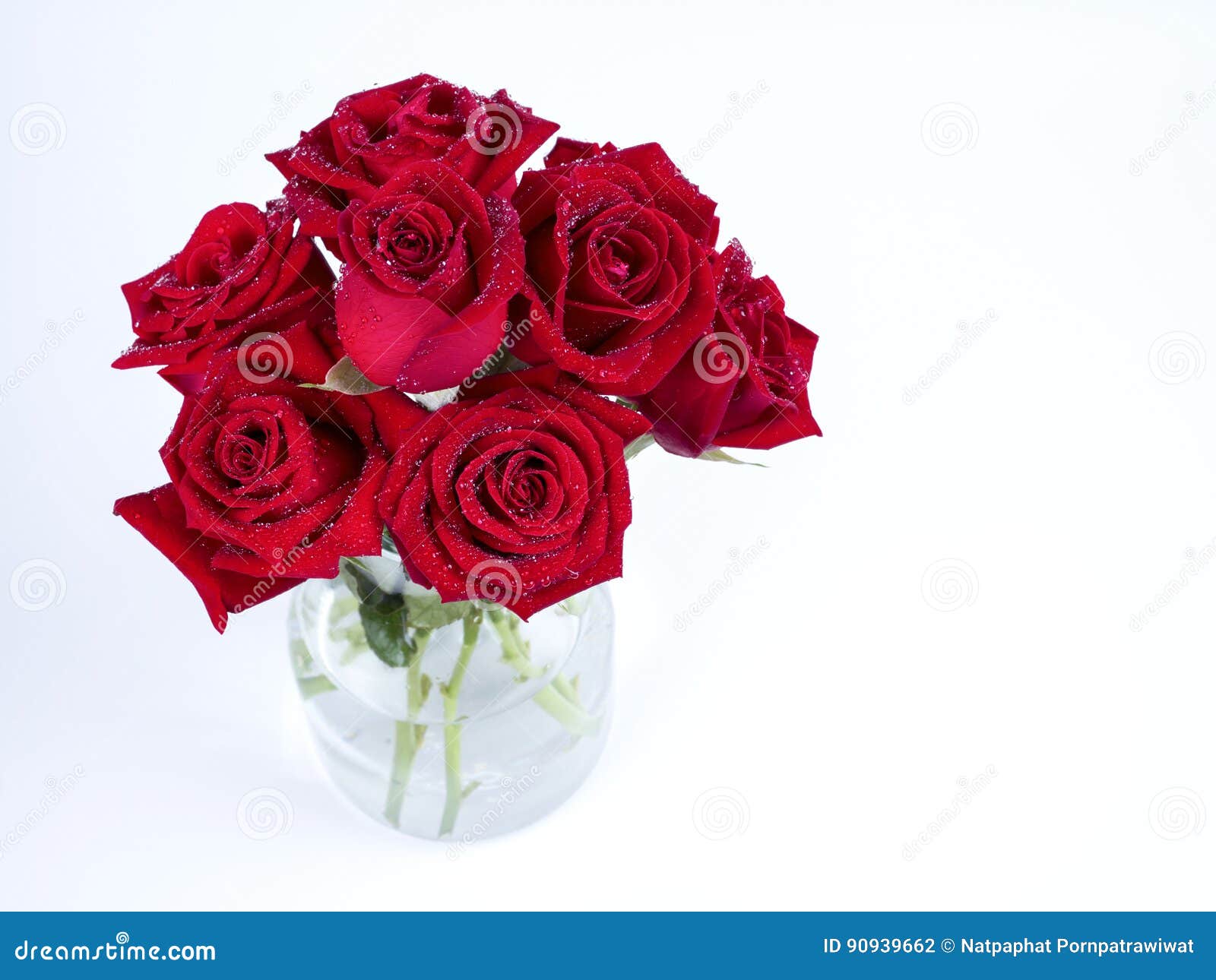 Bouquet Red Roses Flower in Glass Bottle on Isolated Background Stock ...