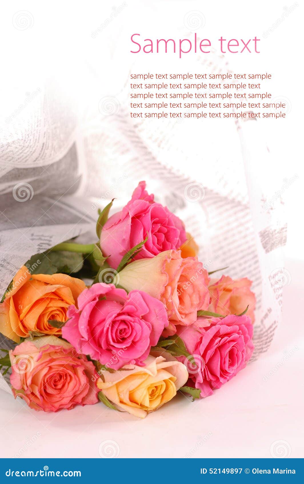 Bouquet of roses stock image. Image of newspaper, fresh 52149897