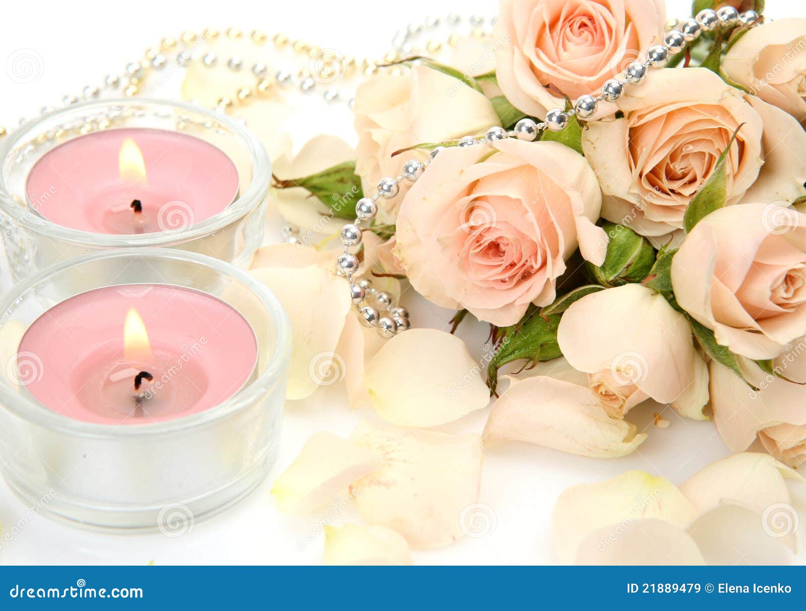 Bouquet of Roses and Candles Stock Image Image of harmony, decorative