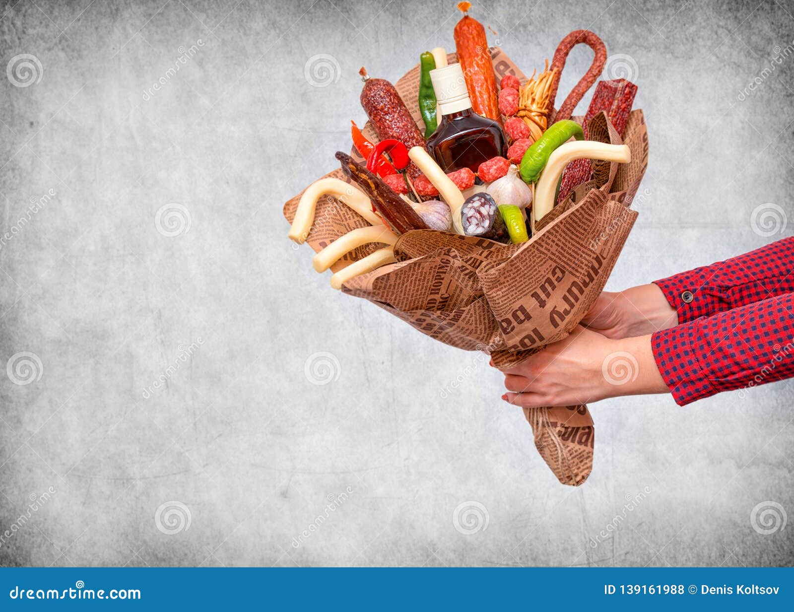 The Bouquet of Sausage for Men. Stock Photo Image of delicious