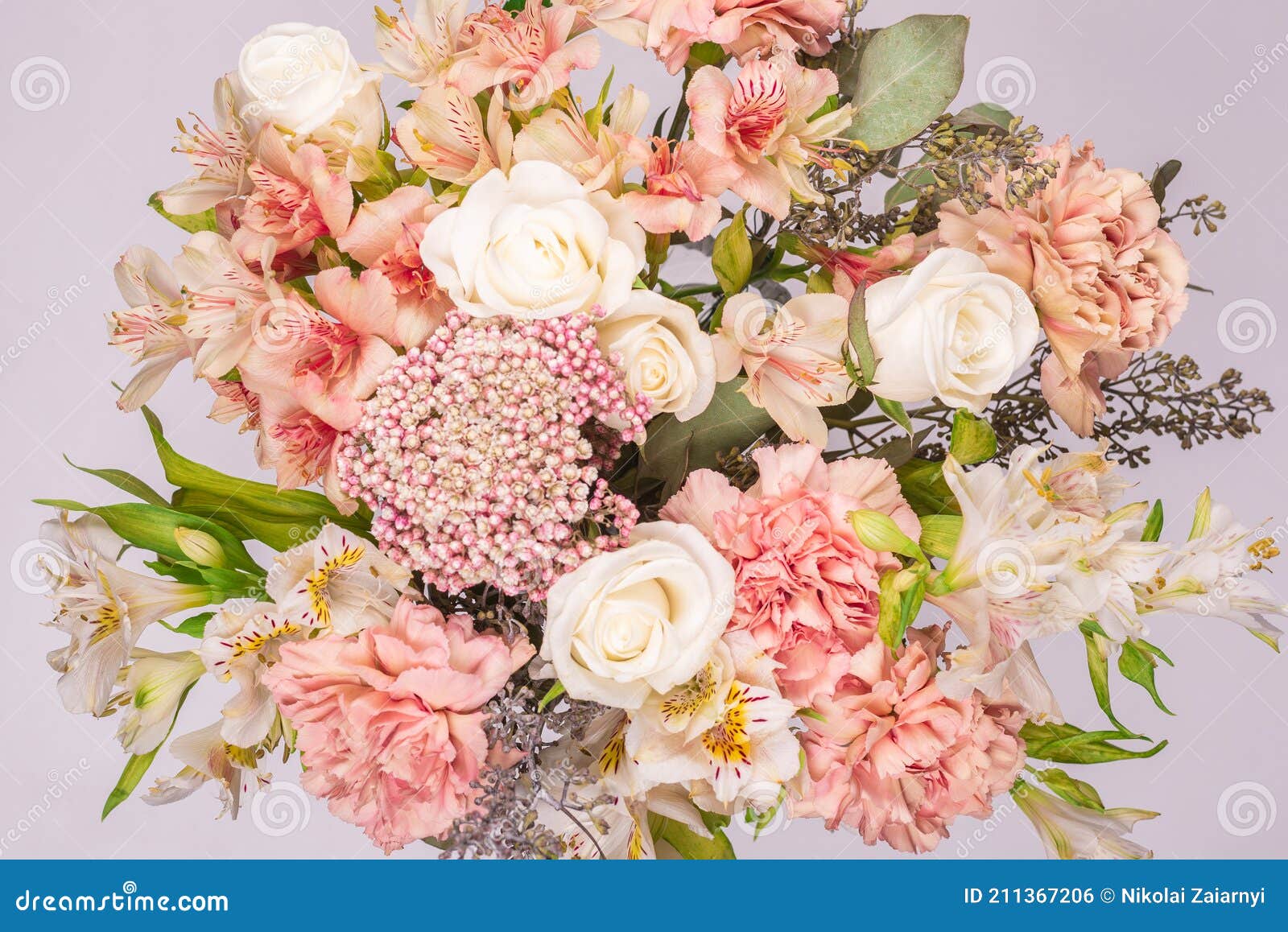 Bouquet of Soft Pink Flowers in Wrapping Paper Stock Photo - Image