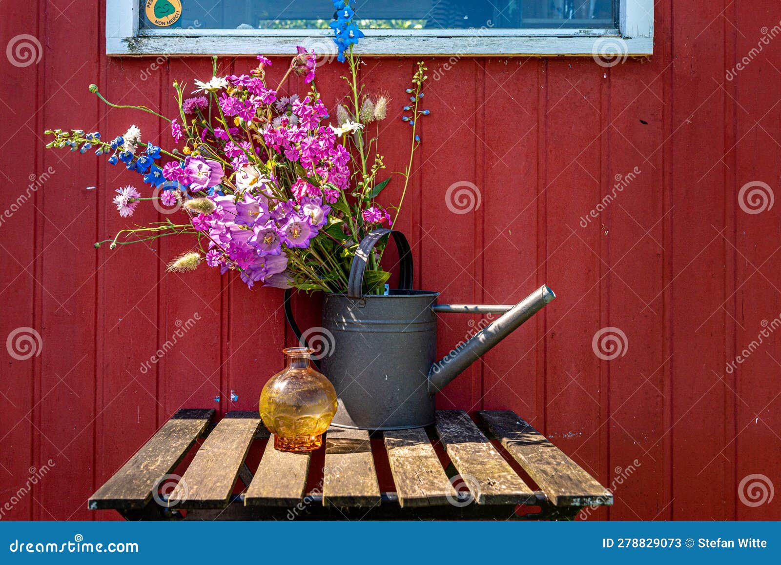 bouquet of summerflowers stillife on a outdoor table
