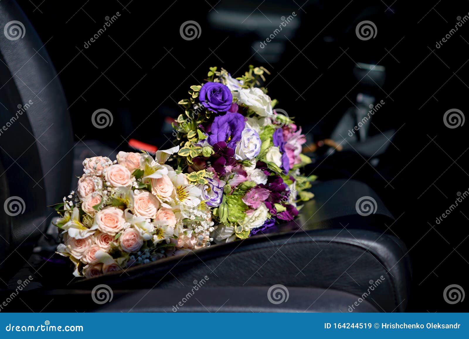 Bouquet of Wedding Flowers on the Car Seat Stock Image Image of petal