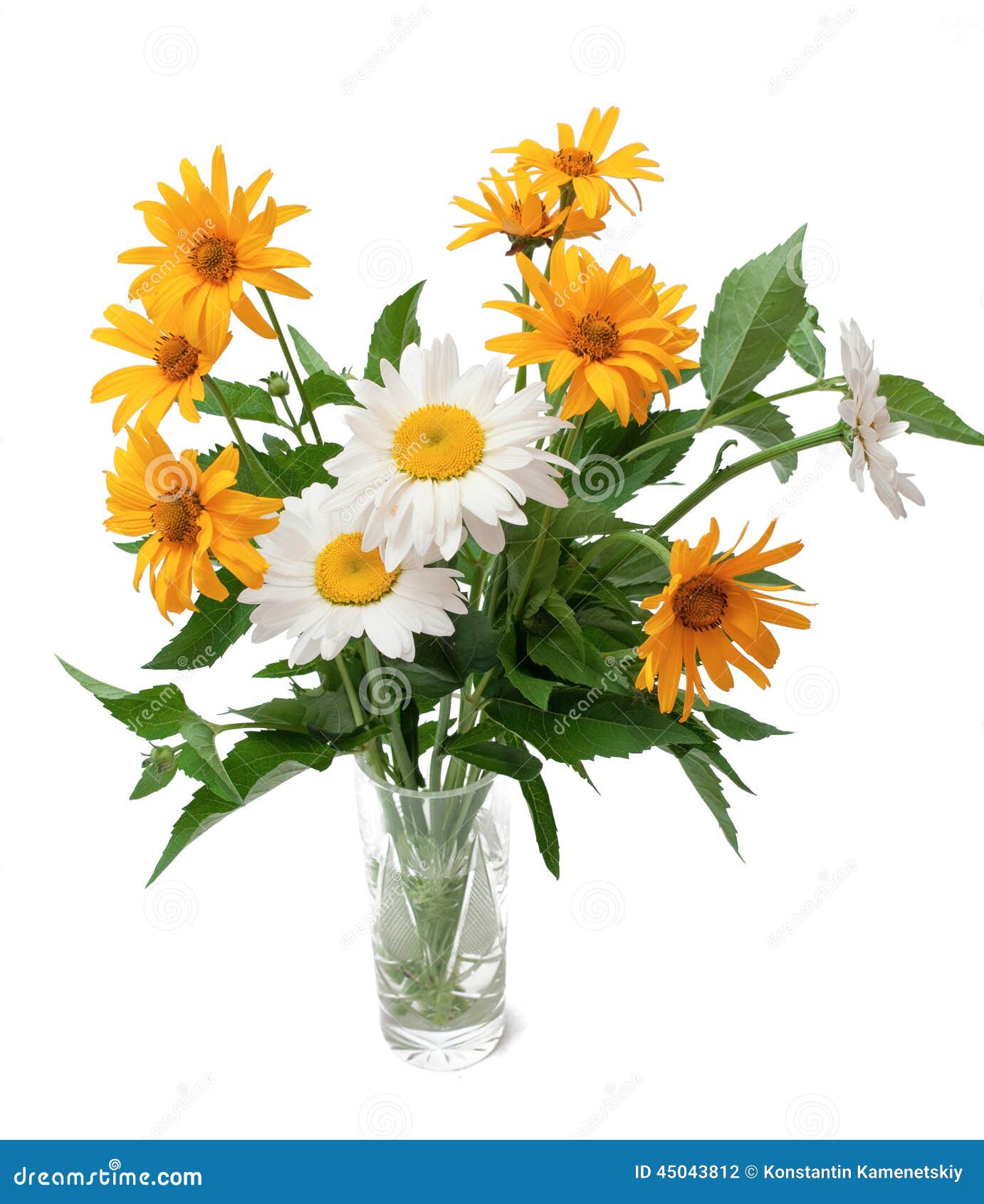 Bouquet of Wild Flowers in a Vase. Stock Photo Image of green