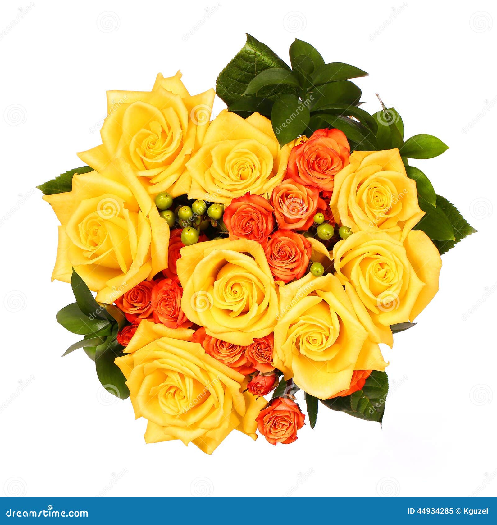 Bouquet of Yellow and Orange Roses Isolated Stock Image Image of