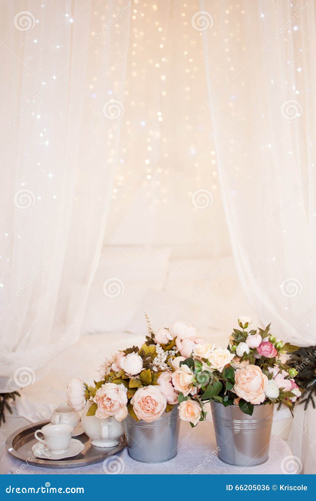 Bouquets of Flowers in the Bedroom, Interior Decor, Romantic Setting