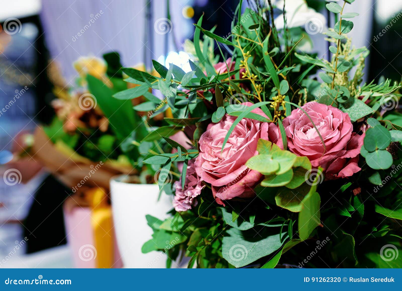 Bouquets of Flowers at a Wedding Ceremony Stock Photo Image of love