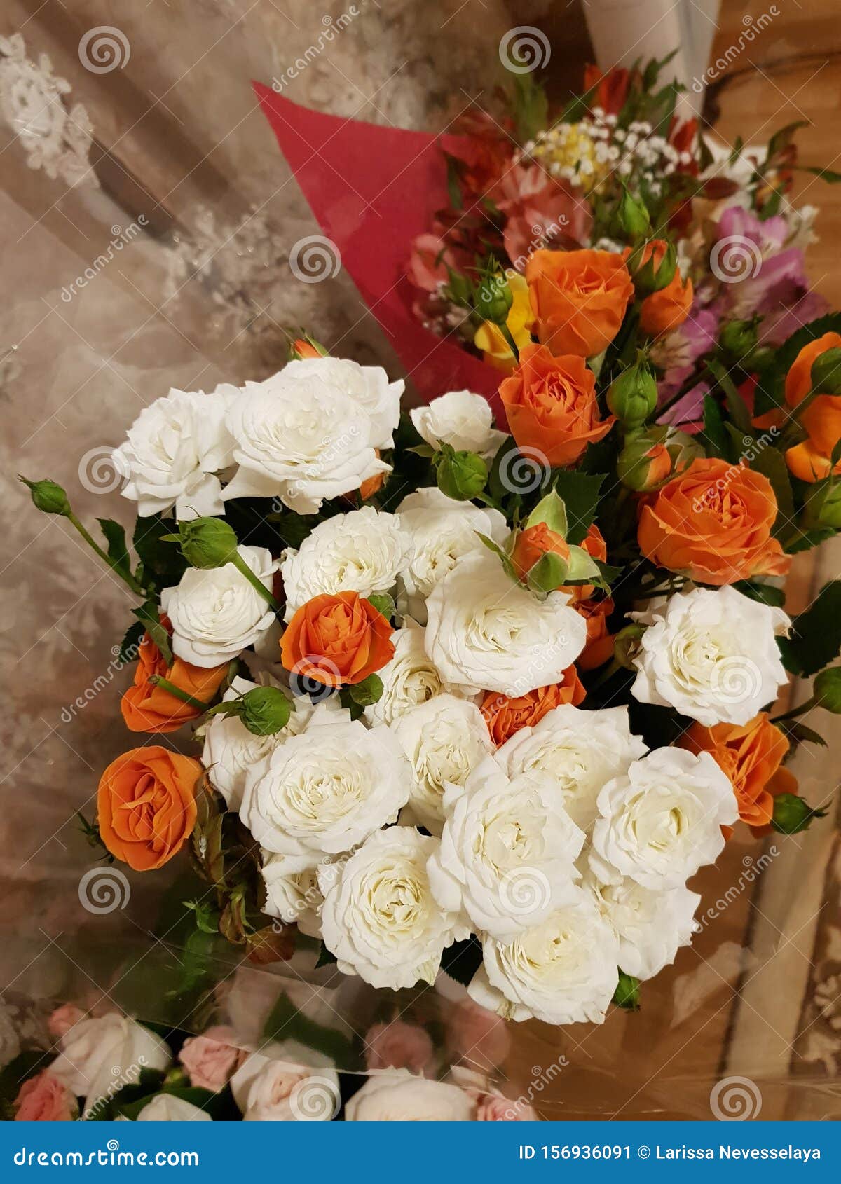 Bouquets of Roses. White and Orange Roses Stock Image Image of