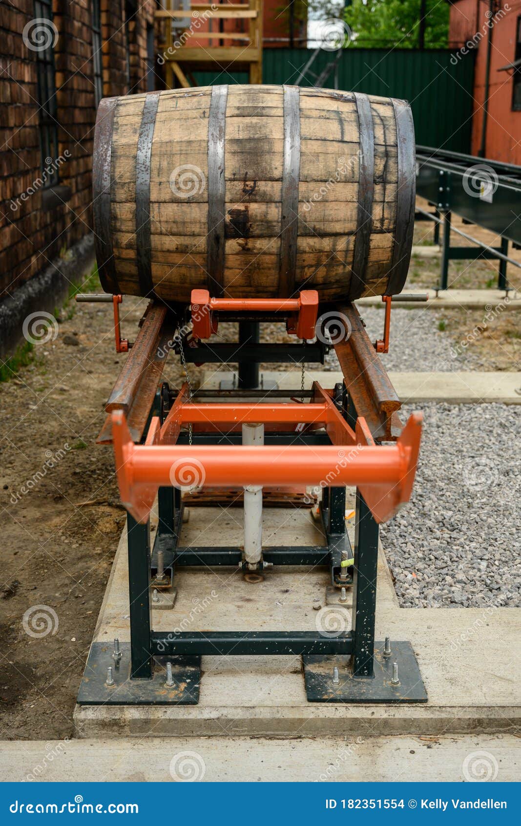 Bourbon Barrel on a Lift stock photo. Image of alcohol 182351554
