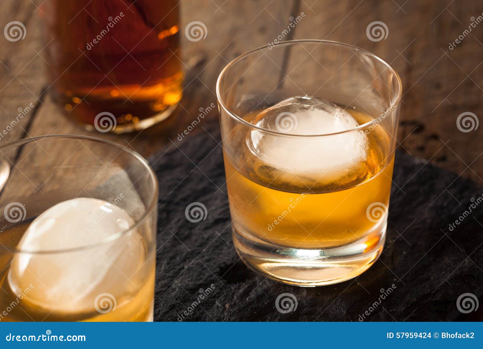 Bourbon Whiskey with a Sphere Ice Cube Stock Photo Image of scottish