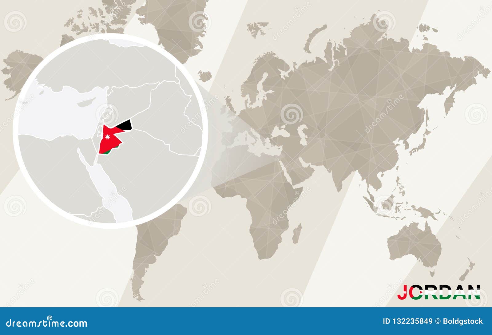 Bourdonnement Sur Jordan Map Et Le Drapeau Carte Du Monde