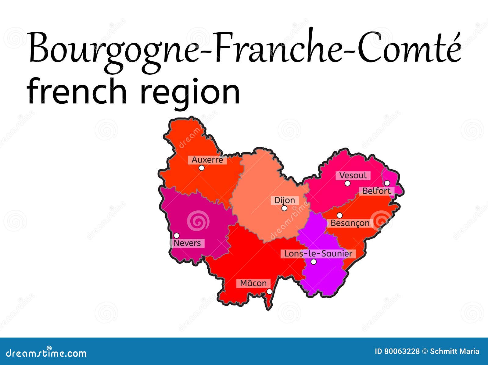Bourgogne-Franche-Comte French Region Map Stock Vector - Illustration of  bourgognefranchecomte, silhouette: 80063228, image size:1600x1197