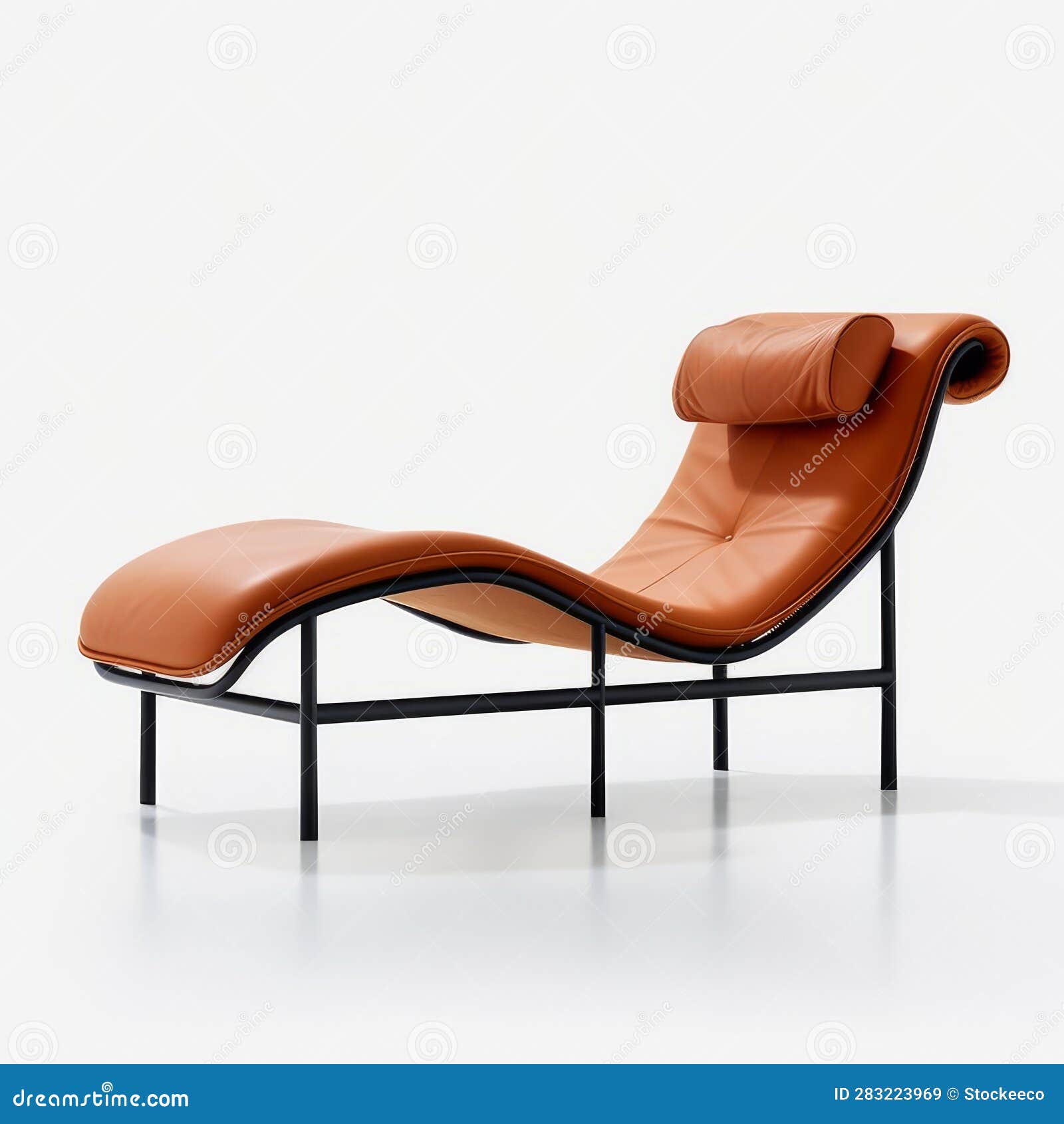 bouroullec leather chaise lounge with black metal frame