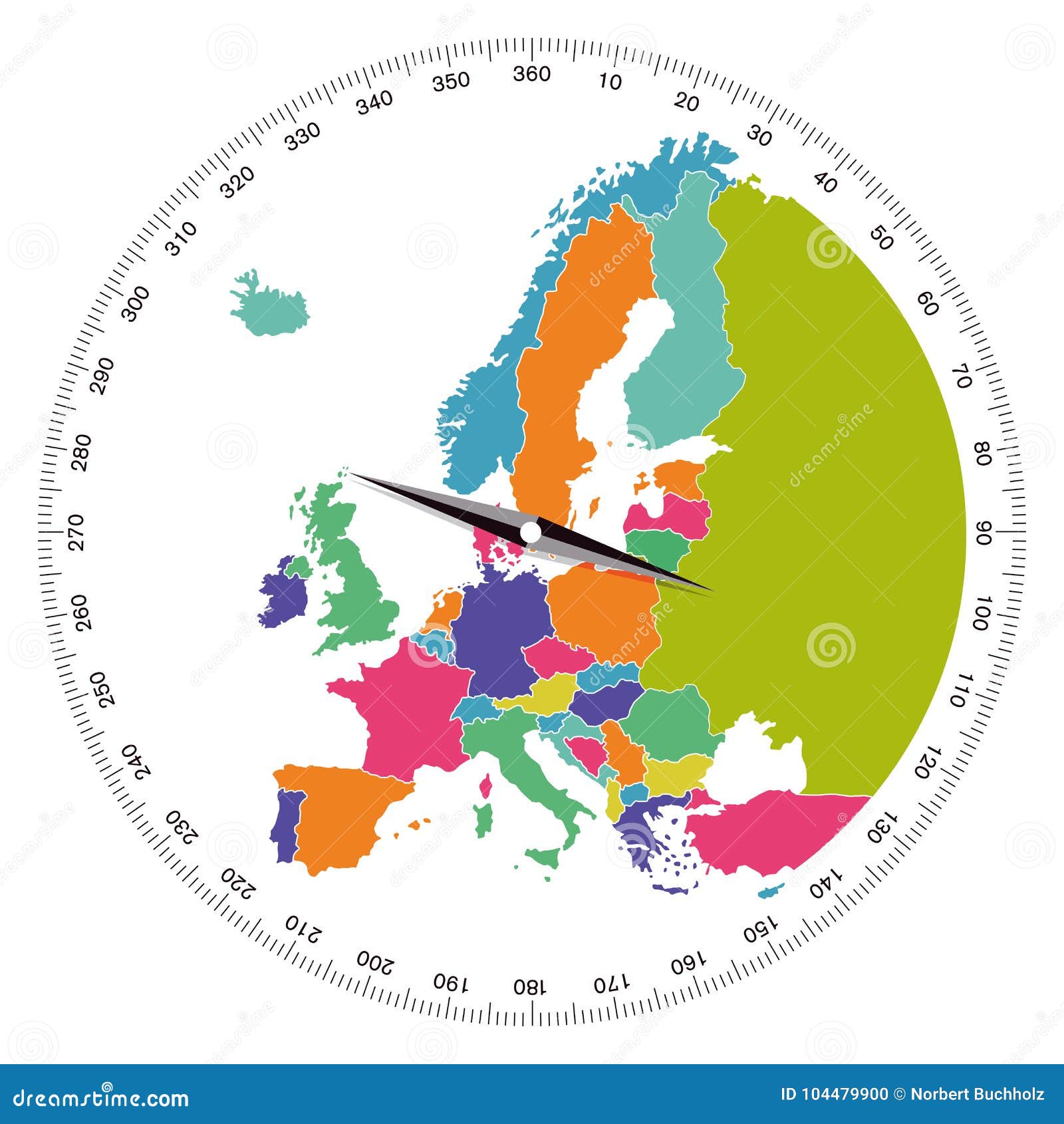 Boussole Avec Laiguille Et La Carte De Leurope