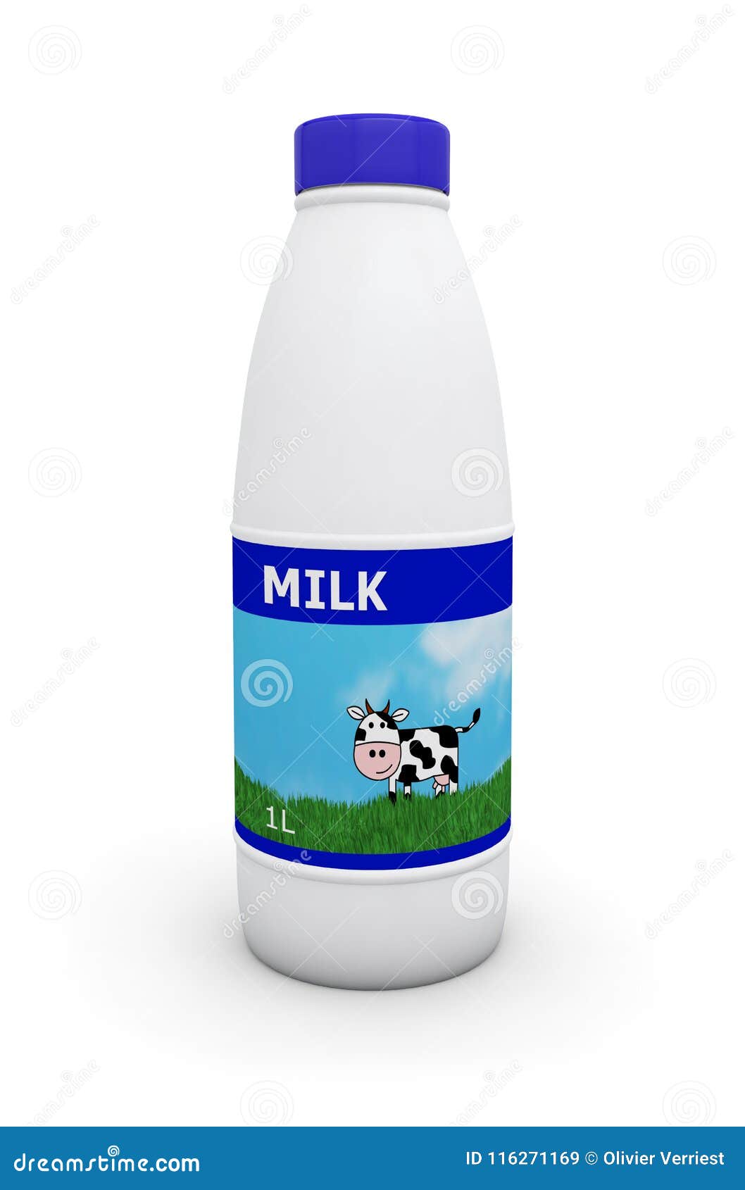 Bouteille de lait 3D illustration stock. Illustration du demi