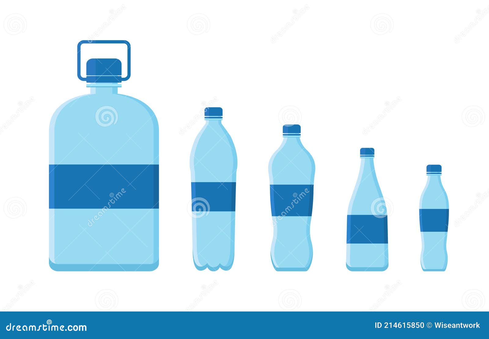 Bouteille En Plastique Pour L'eau. Récipient En Plastique Avec Couvercle. Gallon  D'eau Minérale. Grande Et Petite Bouteille Pour B Illustration de Vecteur -  Illustration du isolement, boisson: 214615850