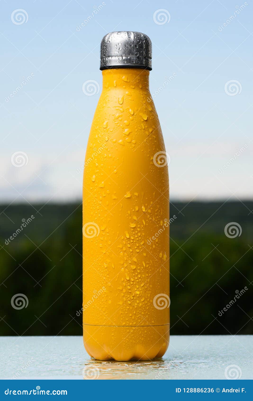 Bouteille Inoxydable Thermo Pulvérisée Avec De Leau Ciel