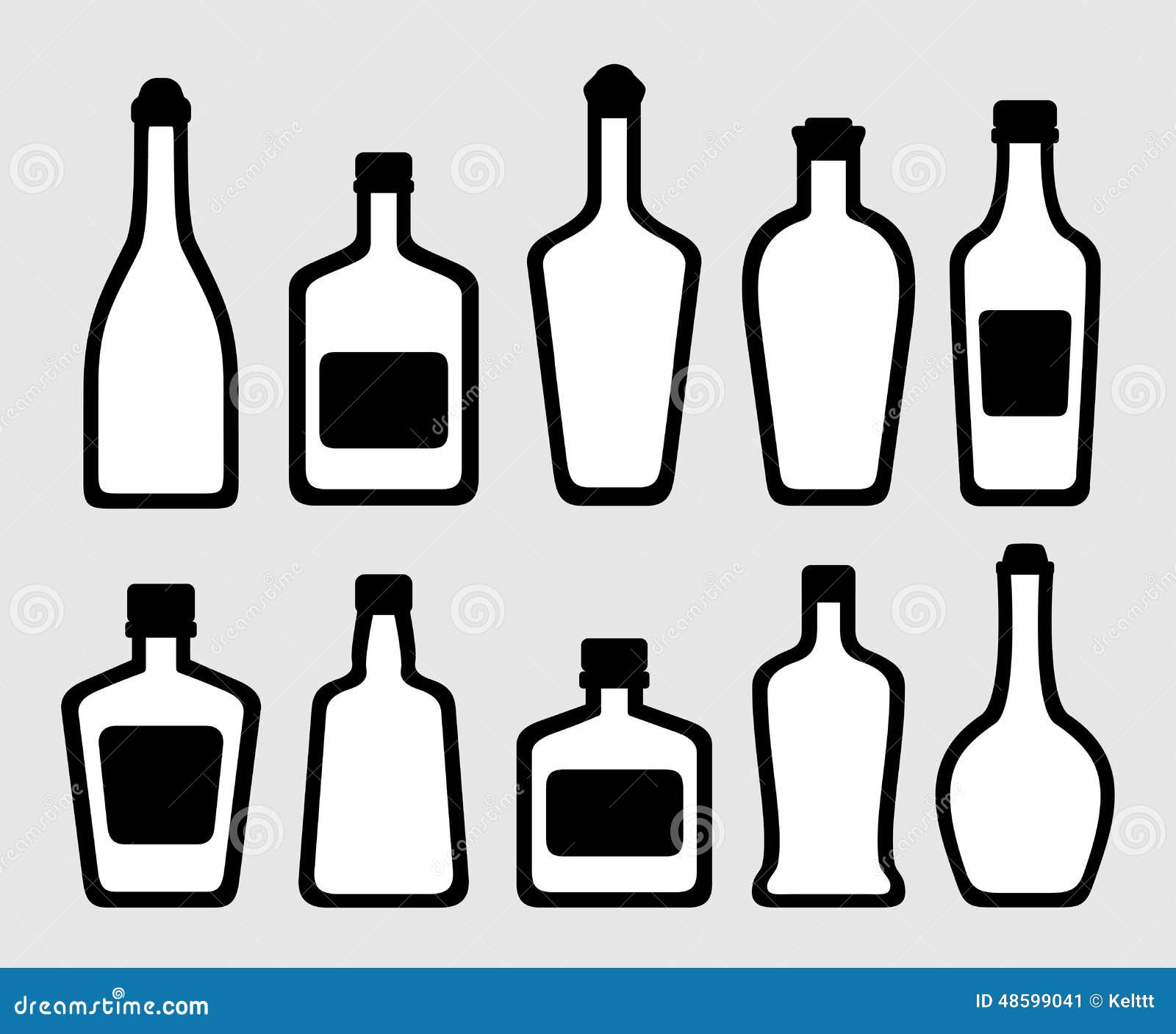 Bouteilles D Isolement D Alcool Reglees Illustration De Vecteur Illustration Du Brandy Flacon