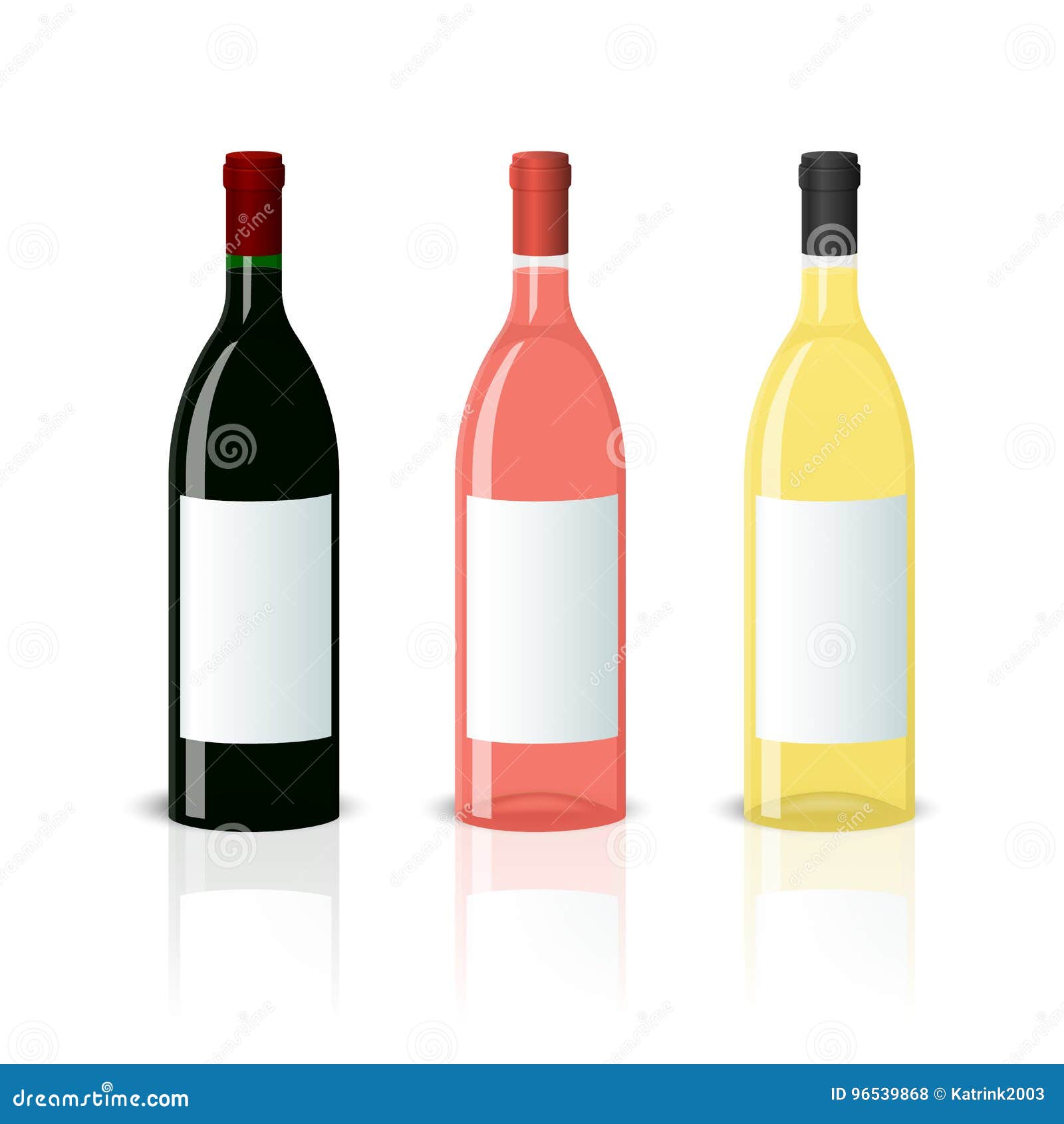 Bouteilles De Vin Rouge, De Blanc Et De Rose Illustration de Vecteur -  Illustration du marque, blanc: 96539868