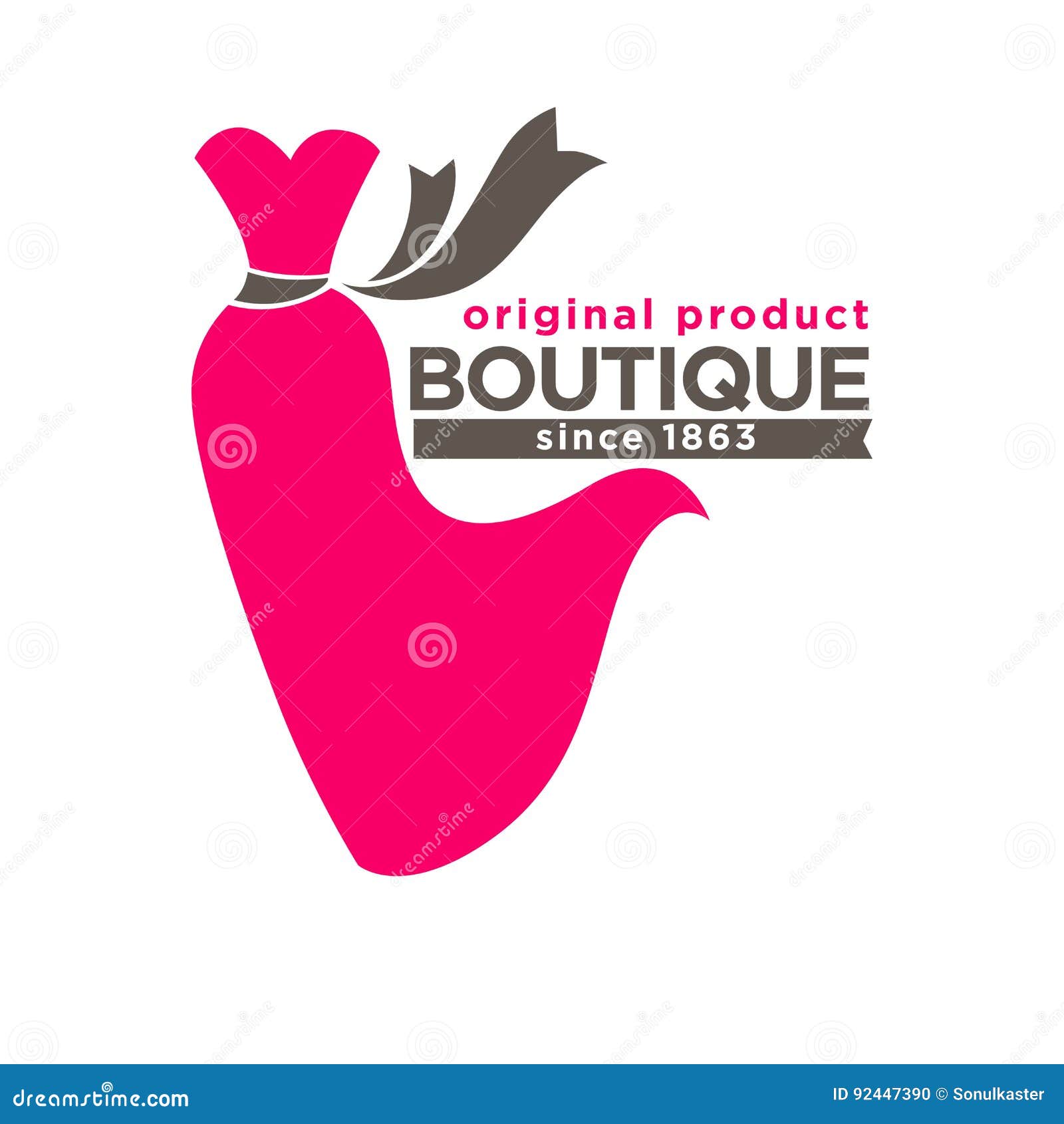 Boutique Colorful Logotype with Red Dress Isolated on White Stock ...