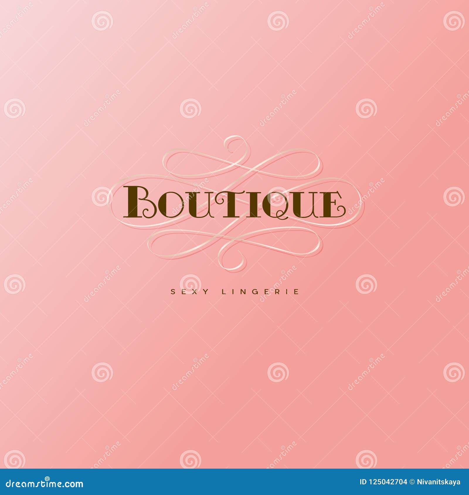 Boutique Logo. Clothes and Lingerie for Ladies. Beautiful Letters with Gold  Curls on a Pink Background Stock Vector - Illustration of fashion, french:  125042704