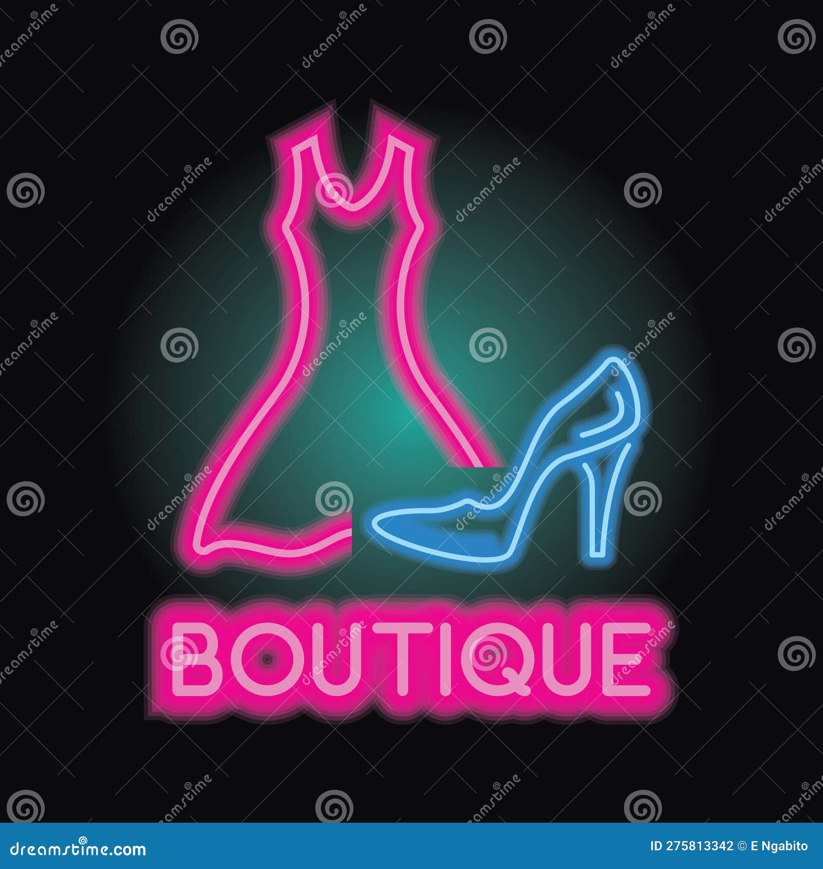 Boutique Logo with Neon Light Effect. Vector Illustration Stock Vector ...