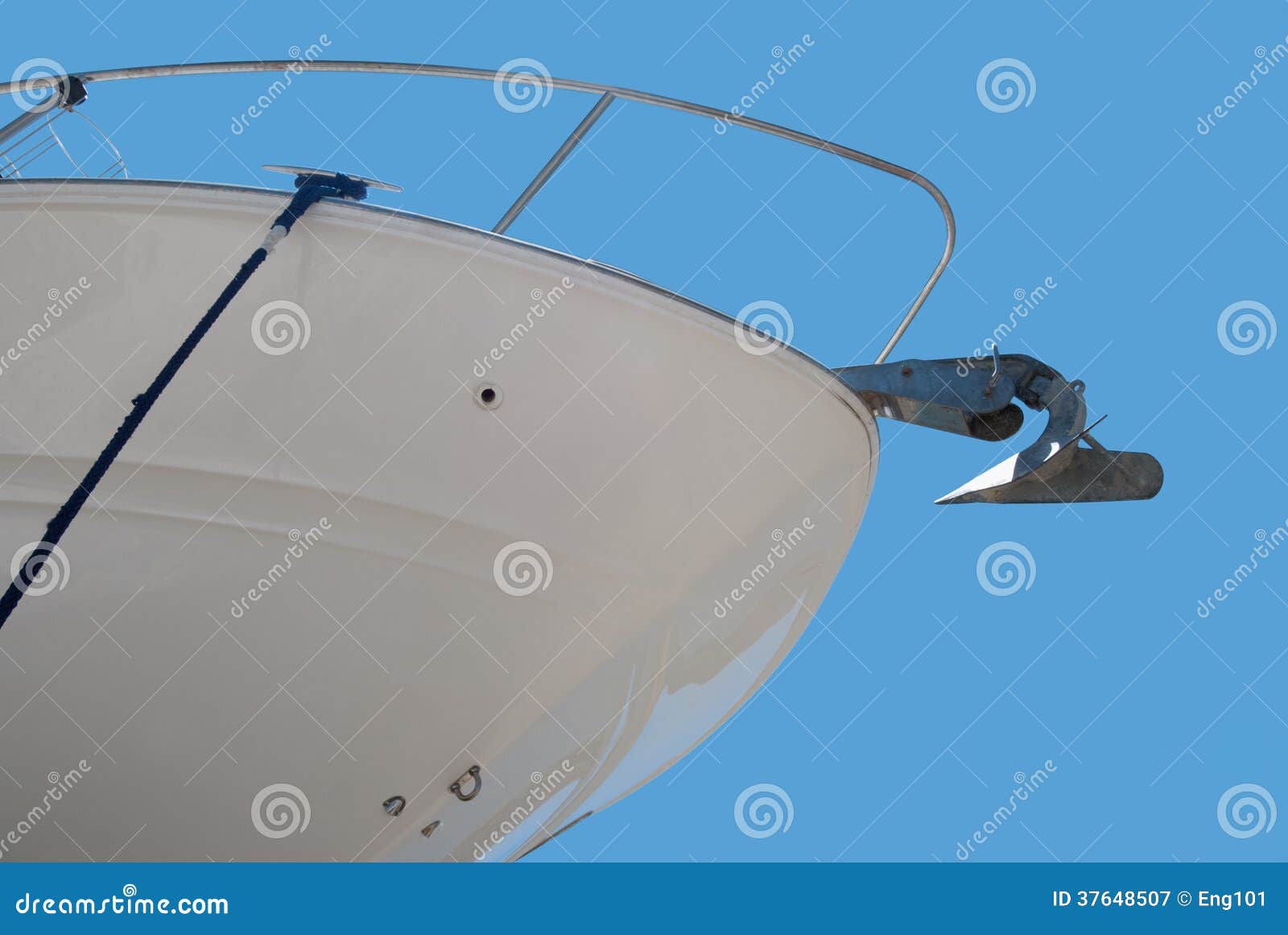Bow and anchor stock image. Image of cleat, boat, beneath 37648507