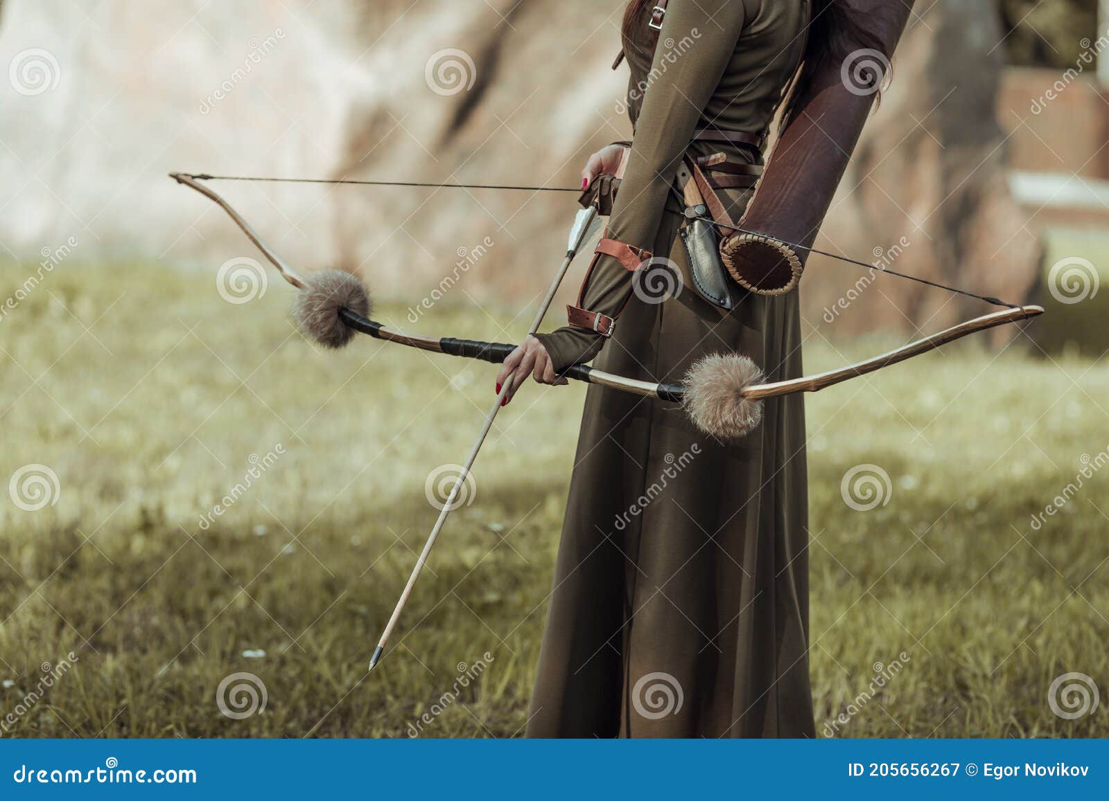 Bow and Arrow Closeup, Female Archer Stock Image Image of archer