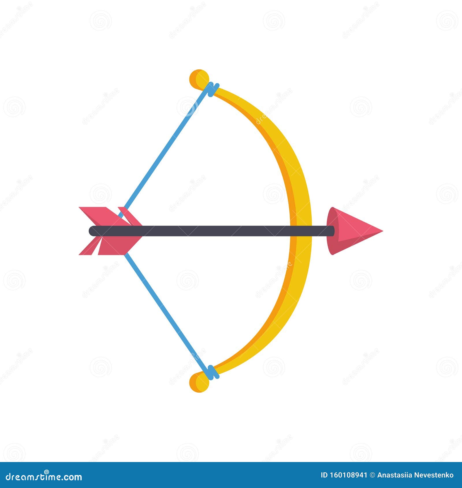 Bow With Arrow Icon Flat Style. Vector Illustration. Stock Vector