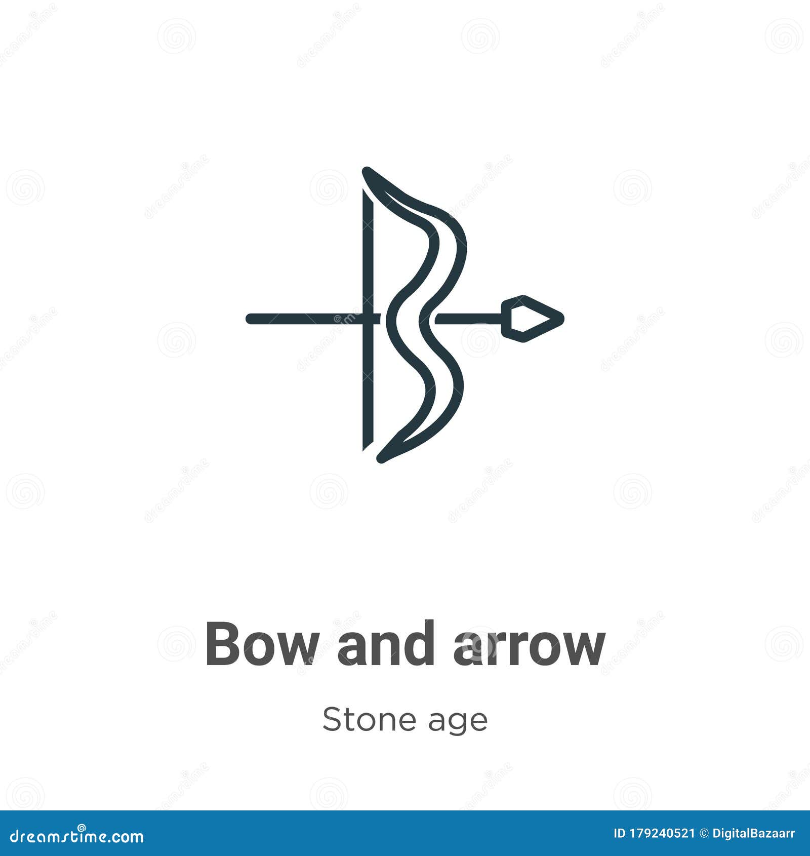 Bow and Arrow Outline Vector Icon. Thin Line Black Bow and Arrow Icon