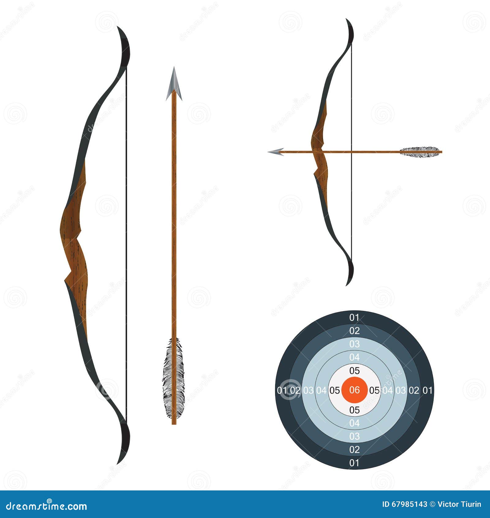 Bow, arrow and target. stock vector. Illustration of equipment 67985143