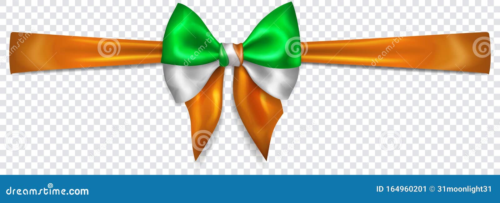 Bow In Colors Of Ireland Flag With Horizontal Ribbon Stock Vector