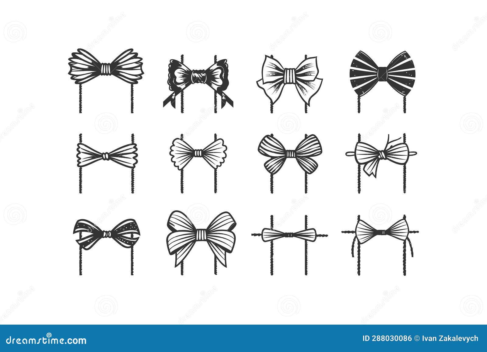 Bow for Gift Ribbon String. Vector Illustration Design Stock