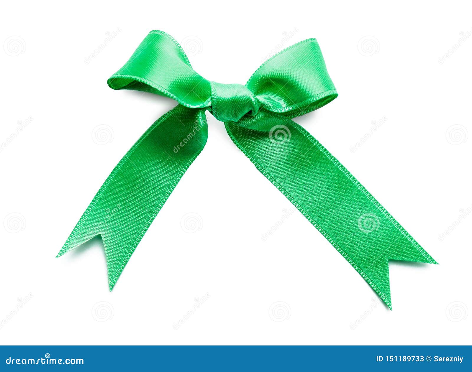 Bow from Green Satin Ribbon on White Background Stock Image - Image of ...