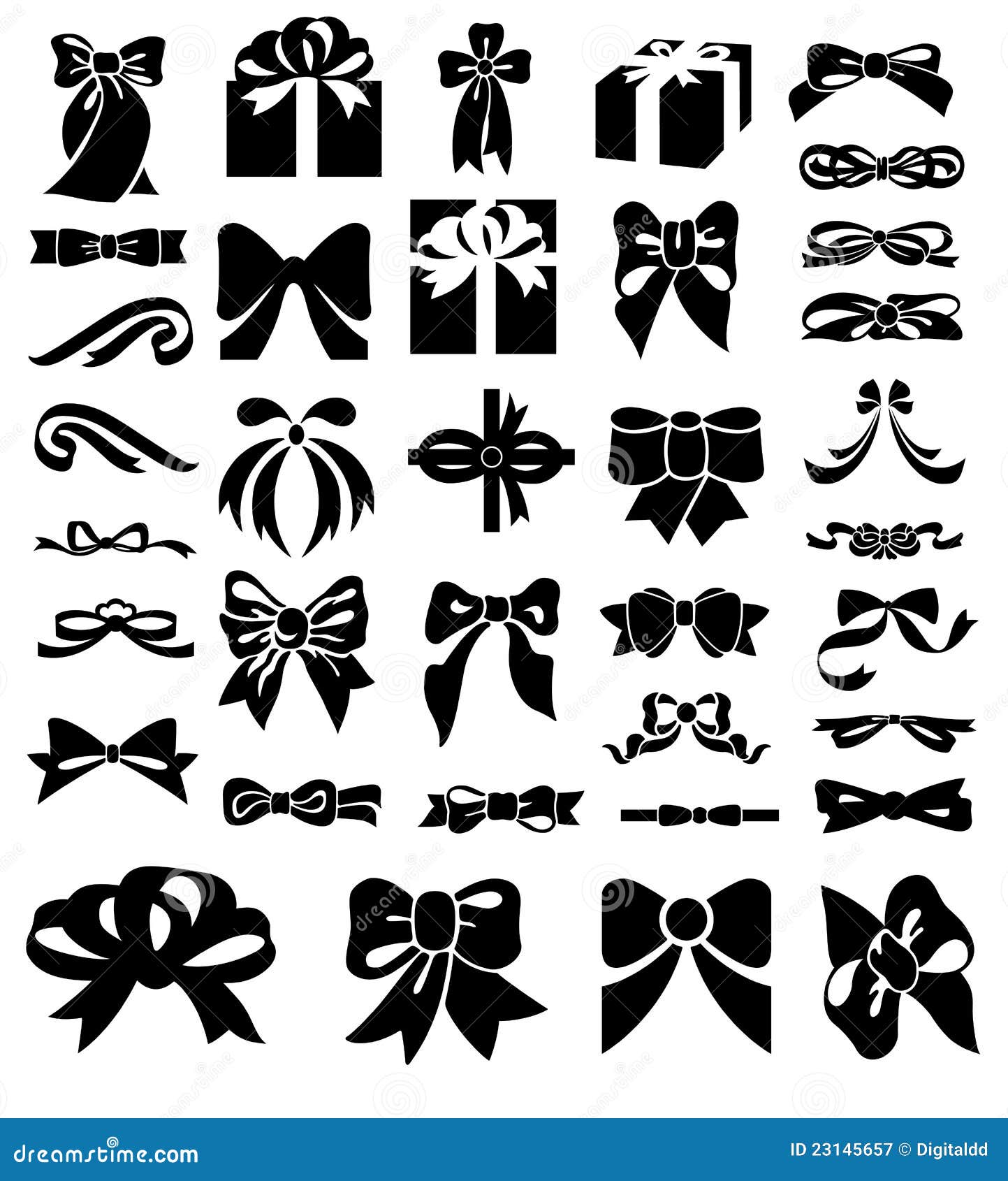 Bow icon set stock illustration. Illustration of party - 23145657