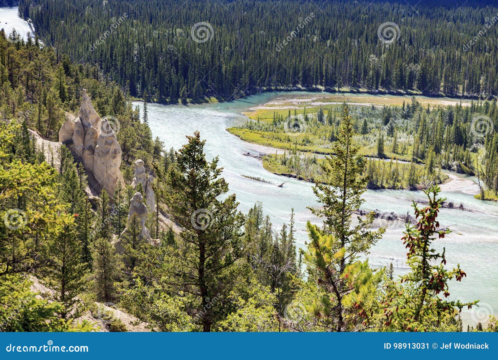 Bow river at Hoodoos trail stock image. Image of canada 98913031