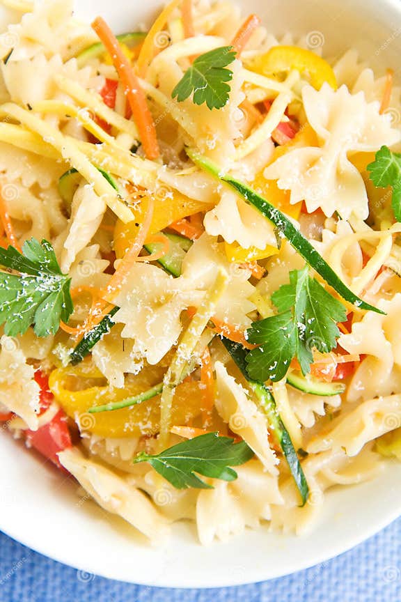 Bow tie pasta primavera stock photo. Image of primavera 13094082