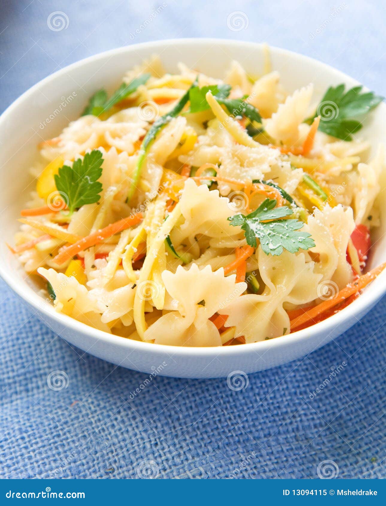 Bow tie pasta primavera stock image. Image of pepper 13094115