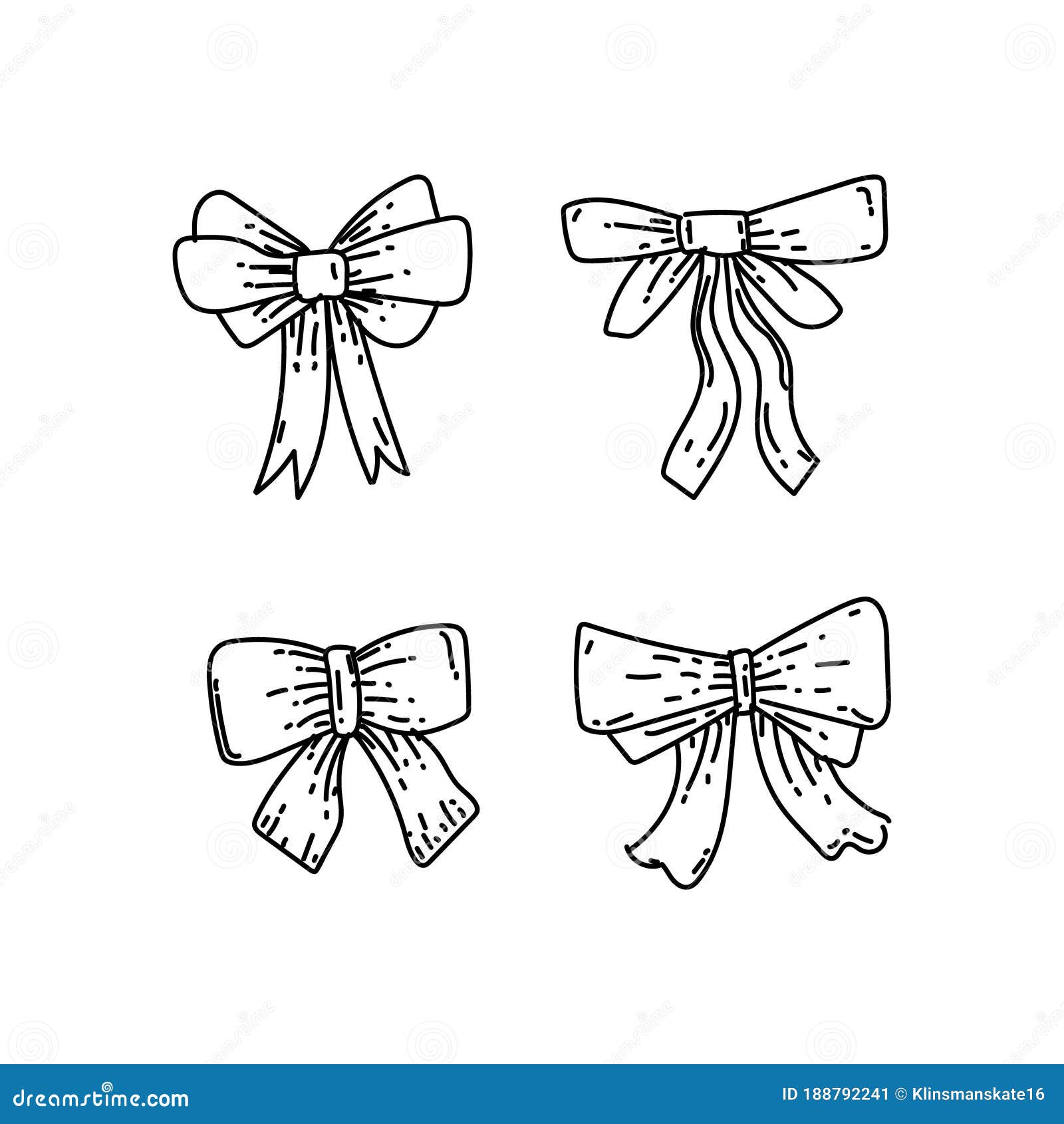 Bow Tie Ribbon Hand Drawn Line Art Doodle Design Stock Illustration Illustration of kids