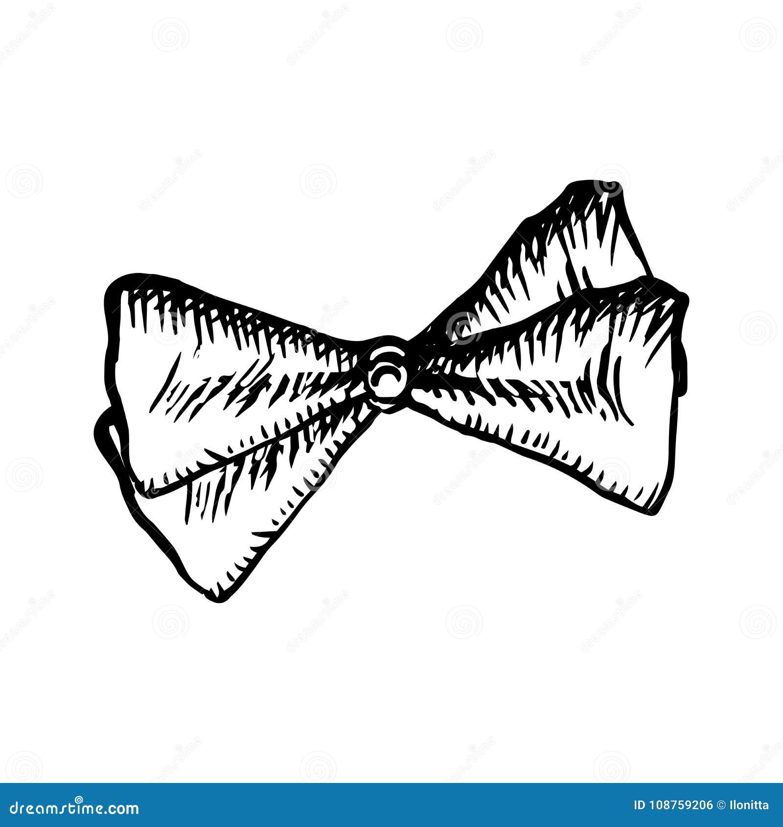 Bow Tie Sketch Icon on White Background. Vintage Neck Tie Vector