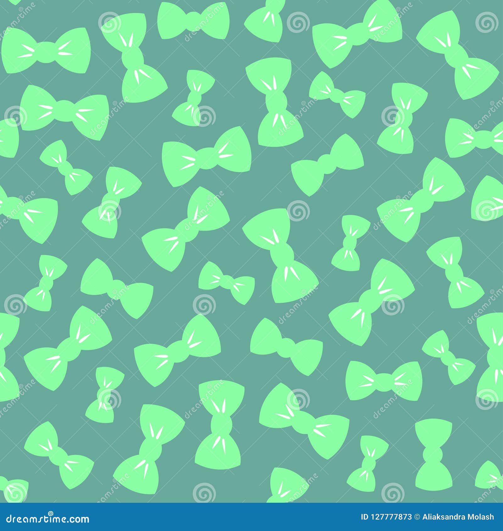 Bow Ties Art Seamless Green Wallpaper Repeat Pattern Stock Vector