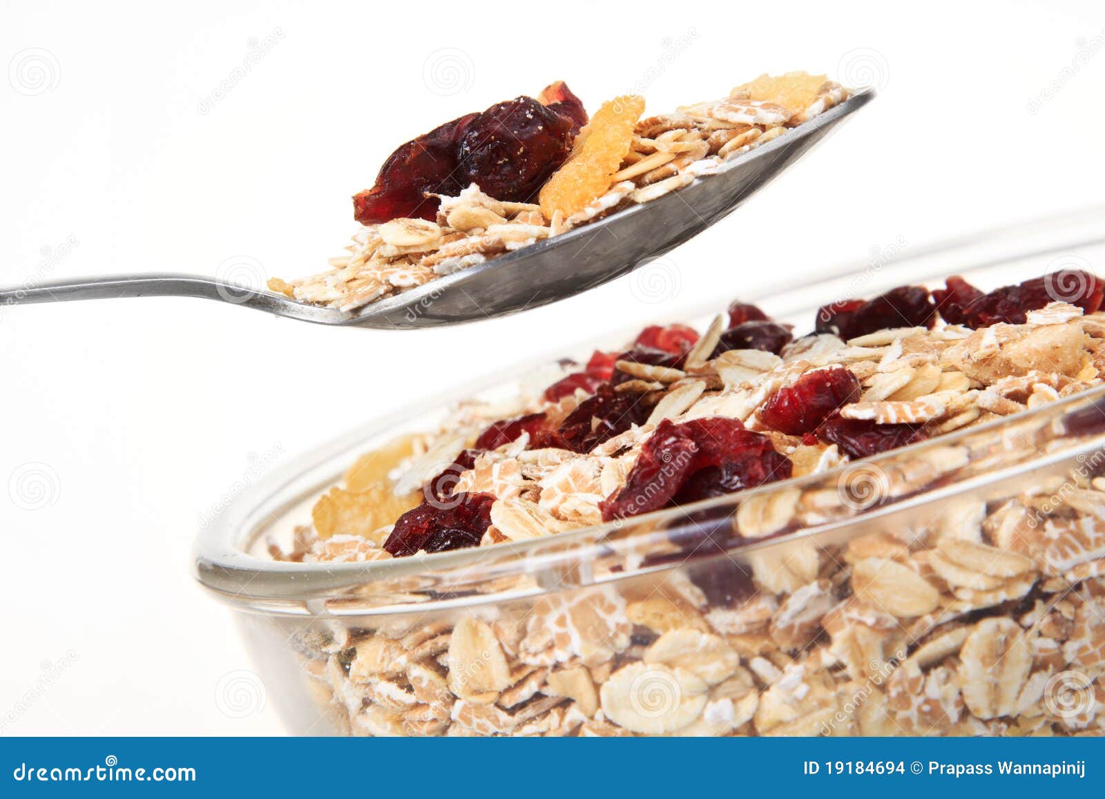 A Bowl of American Breakfast Cereal and Dry Fruit Stock Photo Image