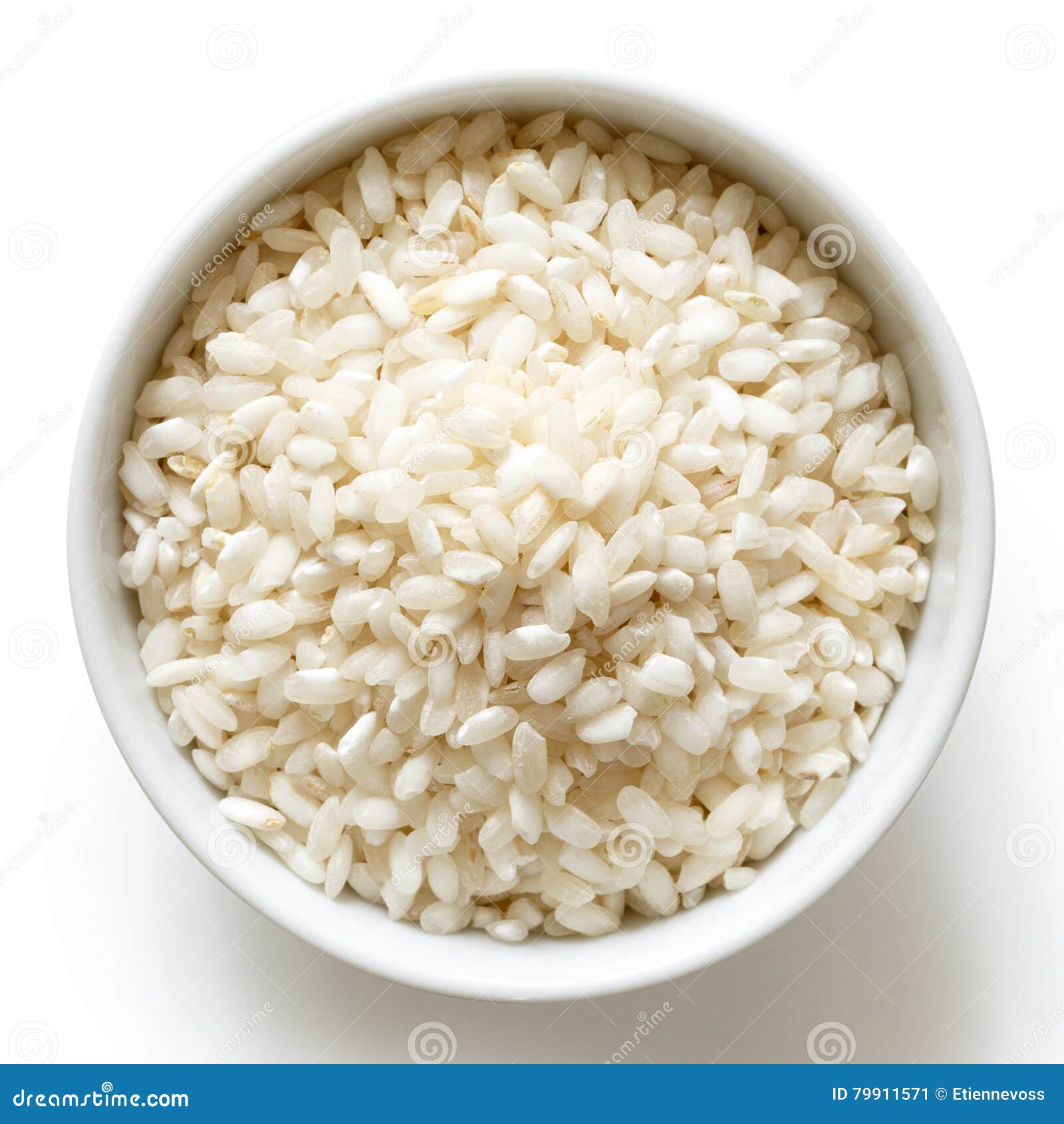 Bowl of Arborio Short Grain White Rice on White from Ab Stock Image