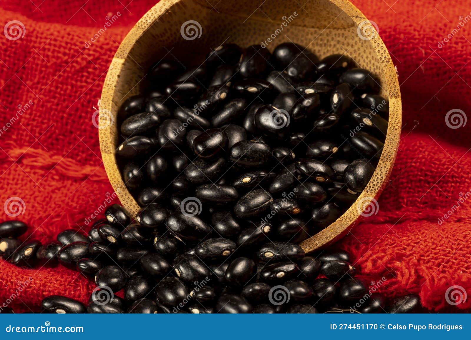 Bowl of Black Beans Falling Onto Red Cloth Stock Photo Image of bowl
