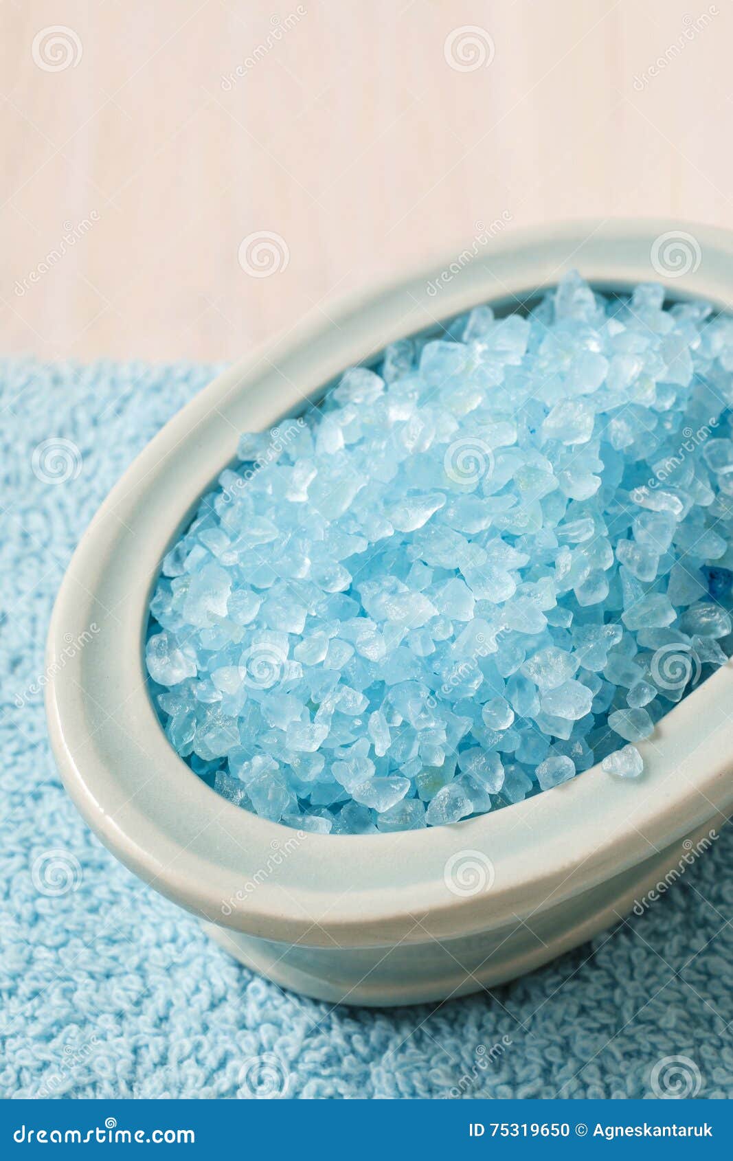 Bowl of blue sea salt stock photo. Image of mediterranean 75319650