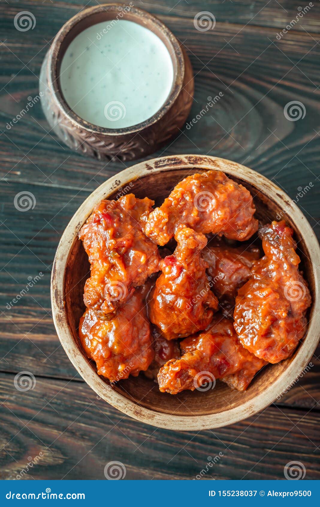Bowl of Buffalo Wings with Blue Cheese Dip Stock Image Image of
